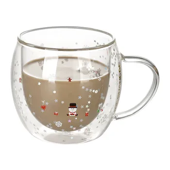 Kahekordse Seina Klaas Lumi Mees, Kohvi Tassid koos Lusikaga Loominguline Joomist Tassi Drinkware