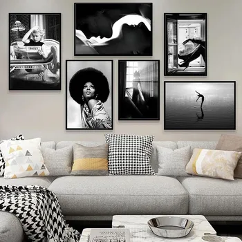 Fotograafia Lõuend Maalid Must ja Valge Retro Kokkuvõte Joonis Plakatid ja Pildid Seina Art Piltide jaoks Ruumi Kodu Kaunistamiseks