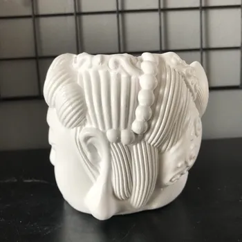 Kaunistus Krohv, Käsitöö Vaas Käsitöö Silikoon Pot Hallitusseened DIY 3D Tsement Planter Teha Konkreetseid Inimeste Buddha Head Vormi