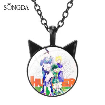 Jaapani Anime Hunter X Hunter Kass Kõrva Ripats Kaelakee Art Foto Klaasist Kuppel Pikk Kett Kaelakee Fännid Lapsed Ehted Kingitused