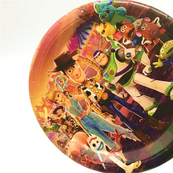 Disney Toy Story Teema Poole Teenetemärgi Ühekordsed Nõud Paberi Cups Plaadid Baby Shower Banner Kids Sünnipäeva Tarvikud