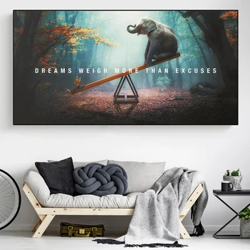 Mänguline elevant kohta seesaw kaasaegne lõuend maalikunst seinamaal loomade pildid Põhjamaade plakatid ja pildid home decor