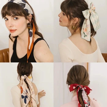 Populaarne Prindi Pikk Hairband Silk Kaela Sall Sall Fashion Käekellad Kott Ribbon Girl/naiste Prindi Headscarves Juuksed Tarvikud
