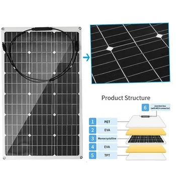 18V päikesepaneel 300W/150W Pooleldi paindlik Monokristallilised Päikesepaneelide DIY Kaabel Veekindel Väljas Laetav elektrisüsteem