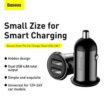 Baseus Mini USB autolaadija Mobiiltelefoni Tahvelarvuti GPS-4.8 Kiire Laadija ja Auto Laadija Dual USB-Auto, Telefoni Laadija Adapter Auto