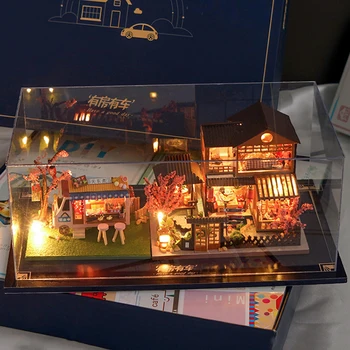 Mini Suurus Casa DIY Puidust Nukk Maja Kit Kääbus koos Mööbli Jaapani Suvila Nukumaja Mänguasjad Lastele Tüdrukud Xmas Kingitused