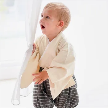 MILANCEL 2021 Summer Baby Ülikond Lihtne Jaapani Kimono Tahke Pikk Varrukas, Tees ja Ruuduline Lahti lühikesed Püksid Toddle 2tk Komplekti