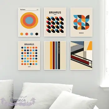 Bauhaus Stiilis Retro Värvikas Geomeetriline Muster Plakat Kokkuvõte Põhjamaade Lõuendile Maali Seina Art Prints Pilte elutuba