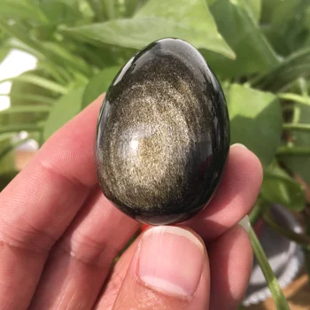 Kõrge kvaliteediga naturaalne kuld obsidian muna silmad mängida reiki tervendav kaunistused