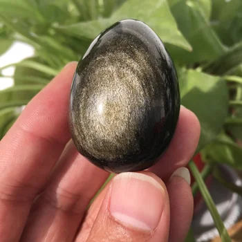 Kõrge kvaliteediga naturaalne kuld obsidian muna silmad mängida reiki tervendav kaunistused