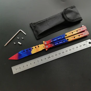Titanium Rainbow Värvi Koolitus Kokkuklapitavad Nuga Roostevabast Terasest Butterfly Mängu Nuga Ükski Serv Nüri Tööriist Bladeless Kasuliku Nuga