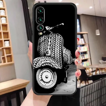 Mootorratta Vespa Roller Telefoni Puhul Huawei P Mate 10 20 P30 P40 10 20 Smart Z Pro Lite 2019 must pehme silikoon funda