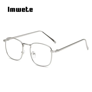 Imwete Transparent Glasses Frame Men Women Square Eyeglasses Frames Clear Myopia Optical Spectacles Silver Gold Metal Eyewear