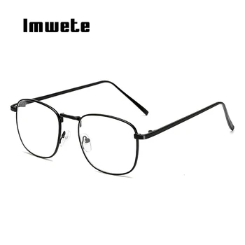 Imwete Transparent Glasses Frame Men Women Square Eyeglasses Frames Clear Myopia Optical Spectacles Silver Gold Metal Eyewear