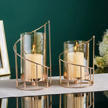 Elutuba Kodu Kaunistamiseks pulmad Tabel Euroopa geomeetriline Küünlajalg Kuldne Rauast Küünal Omanik Romantiline Kristall, Küünal Cup