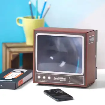 Vintage TV Mobiiltelefoni ja Nutitelefoni Ekraani Luup Video TV Show Laienenud Expander Telefoni Omanik Seista
