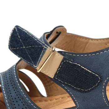 Naine Suvel Nahast Vintage Sandaalid Lukk Vabaaja Õmblemine Naiste Kingad Naiste Daamid Platvorm Retro Sandalias Pluss 35-44