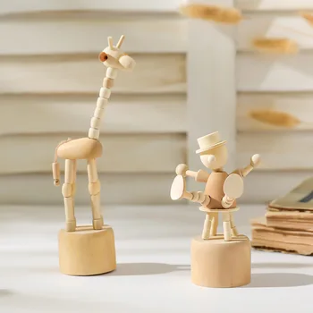 Cartoon puidust kunsti vallas nuku desktop figuriin Kaunistused kloun hobune kaelkirjak koera kuju käsitöö mänguasi kingitused, kodus kaunistused