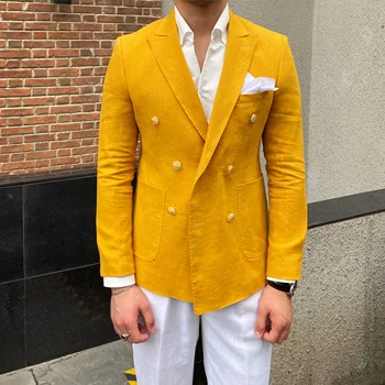 Briti Stiil Trend Brändi Mood 4 Värvi Suvine Linane Pintsak Masculino Slim Sobiks Jope Itaalia Bleiser Meeste Poole Õhtusöök Sotsiaalne
