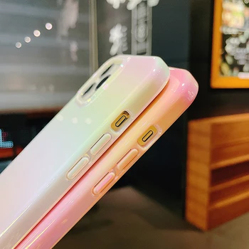 Luksus Korea valge sinine Värvikas aurora 2 in 1 Pehme piiri Telefon Case for iPhone 11 12 Pro Max MiNi Tüdruk Kingitus Jaapan Bling kate