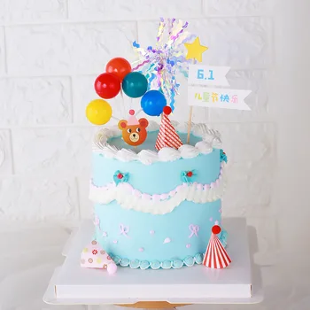 Ins Värviline Õhupall Happy Birthday cake Torukübar DIY Kids sünnipäeva Kooki Toppers Teenetemärkide Baby Shower Kook Tarvikud