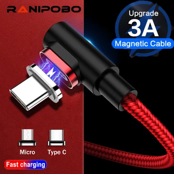 Ranipobo Magnet-USB-Kaabel-3A Micro-USB-Kiire Laadimine Tüüp C Data Kaabel Samsung Blackview LG Huawei Xiaomi Magnetiga Laadija