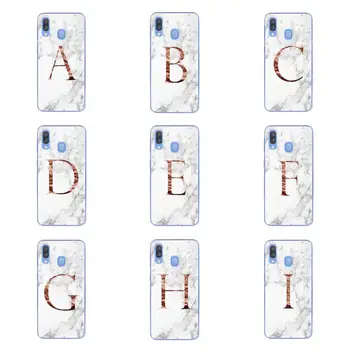 Kirja Monogramm A B C D valge marmor Pehme TPU Telefon Case For Samsung Galaxy A10 A20 A30 A40 A50 A70 M10 M20 M30 M40 2019 Kate