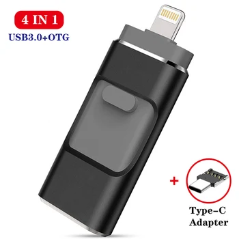 4 1 OTG USB Flash Drive 128GB 64GB 32GB USB 3.0 Pendrive iPhone/IOS/Type-C/Android/PC/Mac Multi-function Pen Drive