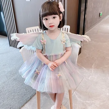 Laste Seelik Tüdruk korea Stiilis Tiiba, Võre Kleit 2021 Uus Suvine Puuvillane Mugav ja Hingav Lapsed Riided GD65