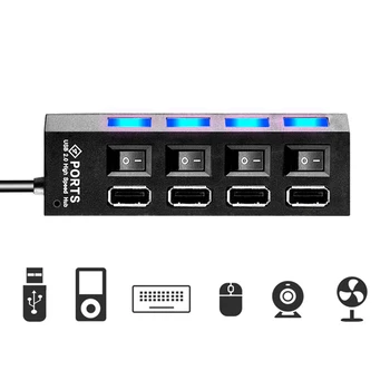 Uus 4/7 Pordid USB HUB 2.0 3.0 High Speed USB-Jaoturi Expander Multi-Port Sõltumatu Lülitage ARVUTI Sülearvuti Windows
