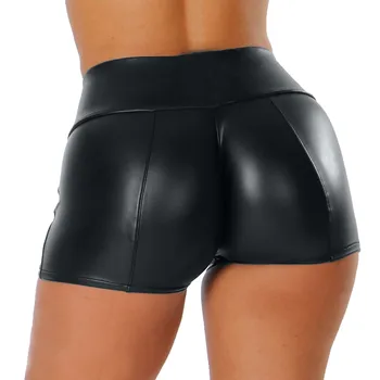 Naiste Seksikas lateks mini lühikesed püksid 2021 Tahke Must Kõrge Vöökoht Pole Dance Mustad Lühikesed Püksid Mood Nahast Suve Saak lühikesed Püksid