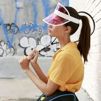 Anti-UV-Suvi Naised Mehed Päike Müts Läbipaistev Värv Tühi Top Plastikust PVC Päikesekaitse Mütsid Visiir Mütsid Jalgratta Päikesevarju Sport Kork