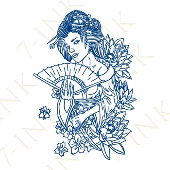 Mahla Veekindel Ajutine Tätoveering Kleebised Prajna Mask Jaapani Geisha Girl Lill Mõõk Art Võltsitud Tatto 7-15 Päeva jooksul Mehed Naised