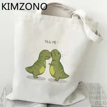 Dinosaurus ostukott korduvkasutatavad bolso lõuend džuudist kott shopper kott kokkupandav shoping bag string kohandatud