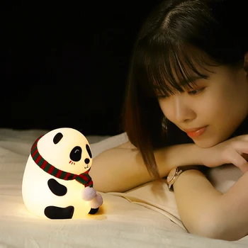Silikoon Panda Night Light Touch Sensor USB Laetav Värvikas Atmosfääris Valguse Lapsed Magamistuba Lamp Kodu Kaunistamiseks Öö Valguses
