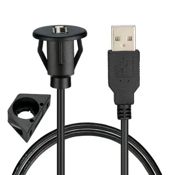 1 m / 2 m, auto armatuurlauale paigaldamine USB 2.0 meeste ja naiste pesa panel extension cable single port USB2.0 naine kaabel