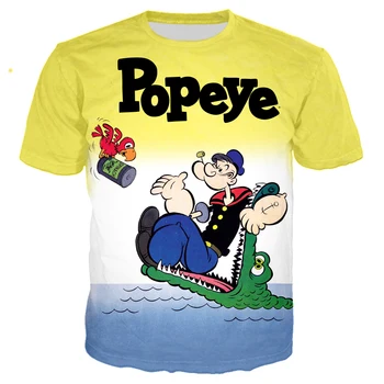 Koomiks Anime Popeye 3D-Printimine Mood Laste Lühikeste varrukatega T-särk, Pehme Materjal Väljas Vabaaja Lahti Poisid Tüdrukud T-särgid