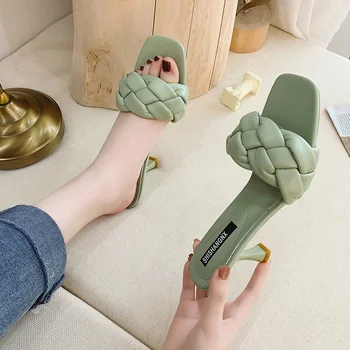 DLEK Naiste Suve Kingad, Kõrge Kontsaga kingad Vabaaja Jutustama Värviga Kaasaegne Sussid Naistele 2021 Uus Mood Stiletto Sandaalid