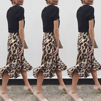 Meihuida Seksikas Naiste Vabaaja Asümmeetriline Split Seelik Leopard Printida Kõrge Vöökoht Seelikud Pool Jupe Femme Faldas Mujer