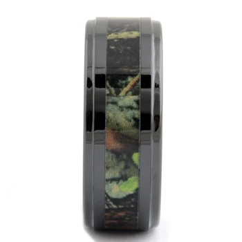 TIGRADE Luxruy 8mm Must Keraamiline Rõngas Meeste Vintage Roheline Filiaalid Camo Inlay Pulm Bänd Engagement Rõngad Meeste Mood Ehteid