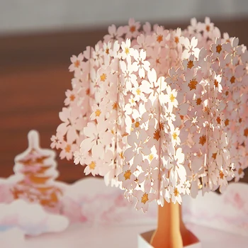 3D Pop-Up Kirsi Õied õnnitluskaart Sünnipäeva Emade Päev Lõpetamist Pulma-Aastapäeva Valentine' Päev Pool kinkekaart