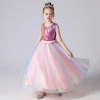 Laste Kleit 2021 Tüdrukute Kleit, Mille Võrgusilma Pikk Kleit Ja Kostüüm Printsess Kleit Õhtul Pulm Kleit Vestidos Jaoks 5-14 Vanus