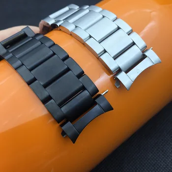 Kaardus Ots Roostevaba Teras Watchband 22mm Samsung Käik S3 Klassikaline Piiril Smart Watch Band Rihm Käevõru Hõbe-Must