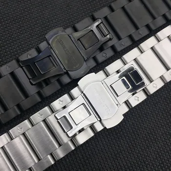 Kaardus Ots Roostevaba Teras Watchband 22mm Samsung Käik S3 Klassikaline Piiril Smart Watch Band Rihm Käevõru Hõbe-Must