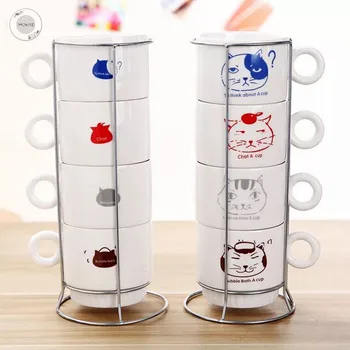 HOMIE Loomade Pere komplekt tass Kohvi Tassi Komplekt keraamilised Kruusid Raua riiul loominguline Drinkware Kohv Tee CupsSimple Kontor