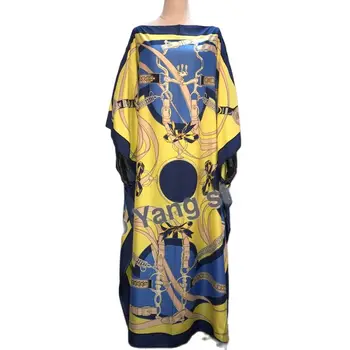 Aafrika Fashion Blogger Soovitan Populaarne trükitud Silk seal kaftan Maxi kleidid Lahti Suvel Rannas Bohemian seal kaftan pikk kleit lady