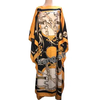 Aafrika Fashion Blogger Soovitan Populaarne trükitud Silk seal kaftan Maxi kleidid Lahti Suvel Rannas Bohemian seal kaftan pikk kleit lady