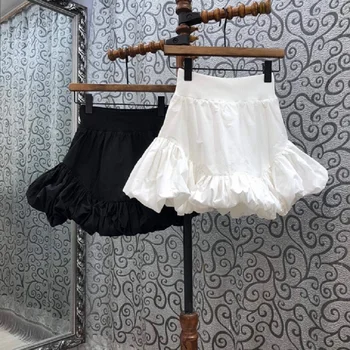Kõrge Kvaliteediga Naiste Seelik 2021 Suvel Seksikas Pidu Klubi Daamid Ruffle Segast Casual Valge Must Mini Kleit Seelik Riided Tüdrukutele