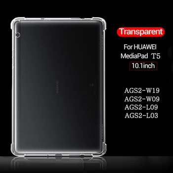 Põrutuskindel Silikooni Puhul Huawei MediaPad T5 10.1 AGS2-W09/L09/L03/W19 Läbipaistva Kummi Turvapadi Paindlik Kaitseraua Klaas Film