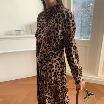 SHIJIA Stiilne Leopard Printida Moe Kleit Naistele Slim Kõrge Vöökoht korea Tänava Poole, Kleidid, Emane Punane Maxi Vestidos 2021